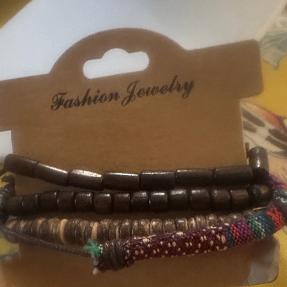 Fashion Jewelry Brown Multi-Strand Beaded & Woven Bracelet Set